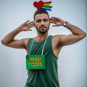 Kit Carnaval Pego Todes Plaquinha e Tiara Arco-Íris