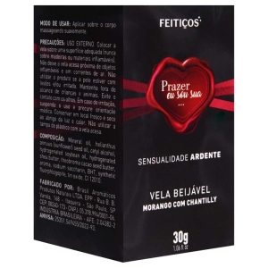 Vela Beijável Sensualidade Ardente com Aroma de Morango com Chantilly 30g