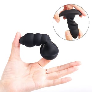 Plug Anal com Vibro em Silicone Formato Escalonado 10cm