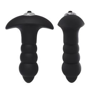 Plug Anal com Vibro em Silicone Formato Escalonado 10cm