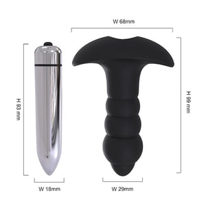 Plug Anal com Vibro em Silicone Formato Escalonado 10cm