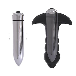 Plug Anal com Vibro em Silicone Formato Escalonado 10cm