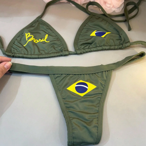 Conjunto Biquíni Brasil Cortininha Sem Bojo Fita Fio Dental