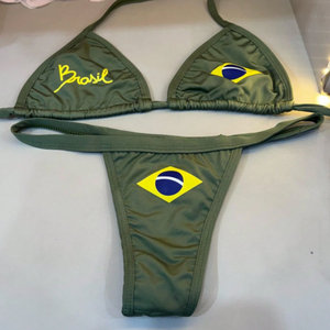 Conjunto Biquíni Brasil Cortininha Sem Bojo Fita Fio Dental