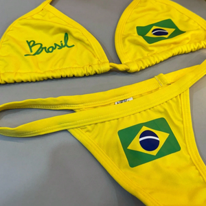 Conjunto Biquíni Brasil Cortininha Sem Bojo Fita Fio Dental