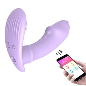 Vibrador De Calcinha Penetrável com Língua Via Aplicativo Interativo com Chat