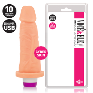 Pênis Realístico em CyberSkin com 10 Modos de Vibração Recarregável 16x4 cm
