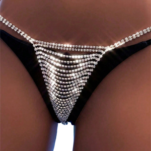 Calcinha Fio Dental em Strass Joia de Corpo Corrente com Brilhantes