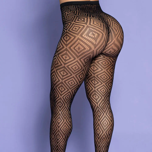 Meia Calça Sensual em Arrastão com Trama de Losangos