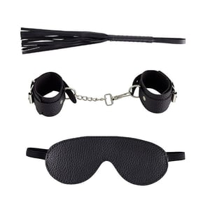 Kit Sado Erótico Bondage com Chicote Algema e Venda