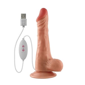 Pênis Realístico com Vibração e Rotação em CyberSkin com Ventosa  20x3,9cm