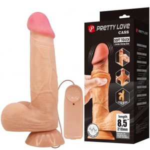 Pênis Realista com Vibrador e Ventosa Dupla Camada 21,8x4,6cm