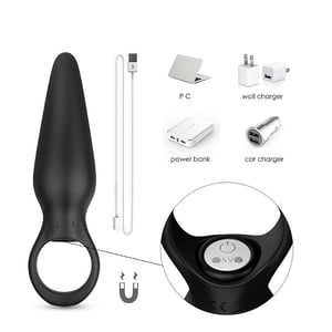 Plug Anal em Silicone com Vibrador 9 Modos Recarregável