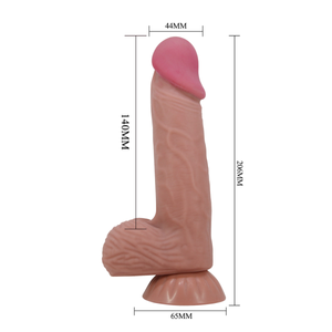 Pênis Realista com Dupla Camada Vértebra Ventosa e Escroto 21,8 x 4,6 cm