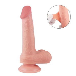 Pênis Super Realístico com Dupla Camada Vértebra Escroto e Ventosa Removível 19cm
