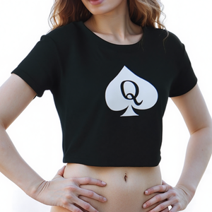 Blusinha Cropped e Biquini Micro Fio Dental Cuckold Dama de Espadas Hotwife