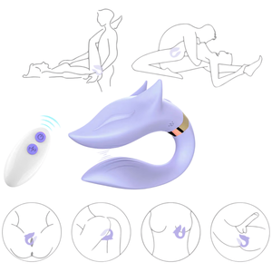 Vibrador Casal Formato Raposa com 9 Modos de Vibração Recarregável Controle Remoto