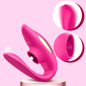 Vibrador de Casal Linguinha com 10 Modos de Vibração e Pulsação com Controle Remoto