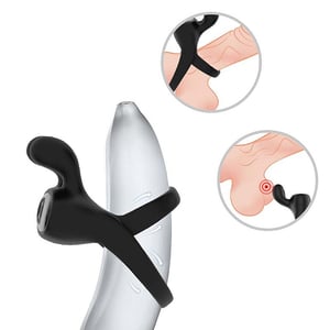 Anel Peniano Duplo com Vidrador Estimulador Clitoriano em Silicone