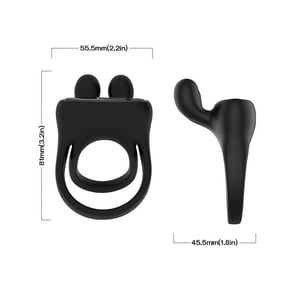 Anel Peniano Duplo com Vidrador Estimulador Clitoriano em Silicone