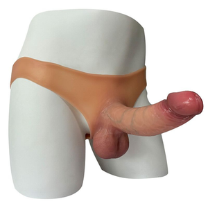 Cinta Cueca Peniana em Silicone com Capa Escroto Realista Oca 18X5cm