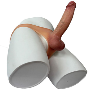 Cinta Cueca Peniana em Silicone com Capa Escroto Realista Oca 18X5cm