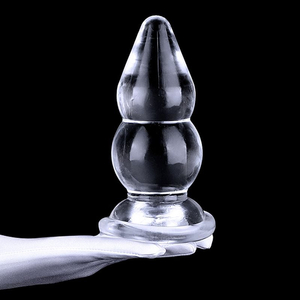 Plug Anal Escalonado em Silicone Transparente com Ventosa