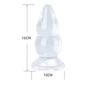 Plug Anal Escalonado em Silicone Transparente com Ventosa