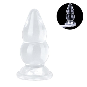 Plug Anal Escalonado em Silicone Transparente com Ventosa