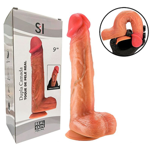 Pênis Realista Silicone Líquido Veias Saltadas com Escroto e Ventosa 23x4cm
