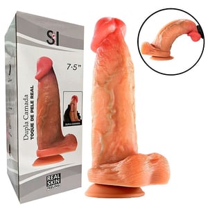 Pênis Realista em Silicone Líquido Veias Saltadas Ventosa e Escroto 19x5cm