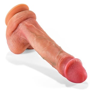 Pênis Realista com Vibrador Vai e Vem Rotativo Aquecimento e Controle Remoto 20x4cm