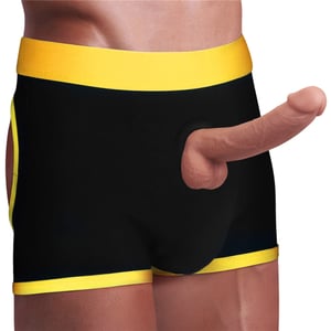 Cueca Boxer Unissex para Fixação de Pênis Realista com Abertura no Bumbum