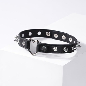 Coleira Sado com Coração e Spikes Metálico BDSM