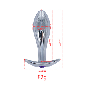 Plug Anal de Aço com Alça e Joia 9x3cm