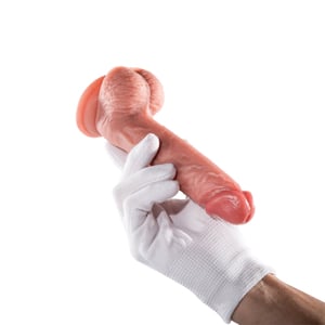 Pênis Realista em Silicone textura de Veias com Escroto e Ventosa 19x3,5 cm