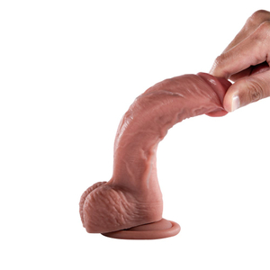 Pênis Realista em Silicone textura de Veias com Escroto e Ventosa 19x3,5 cm