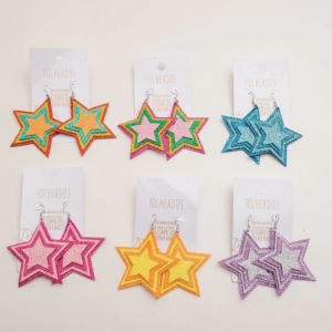 Brinco de Estrela com Glitter Bloquinho Carnaval