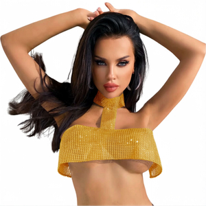 Top Sensual Cleópatra Strass e Correntes