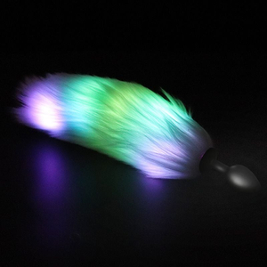 Plug Anal em Silicone com Cauda e Luz Led