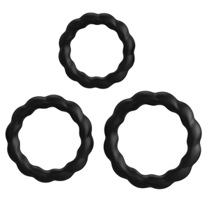 Kit 3 Anéis Peniano em Silicone Flexível Texturizado
