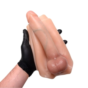 Cueca Cinta Peniana em Silicone com Pênis Reto e Escroto Realista 16cm