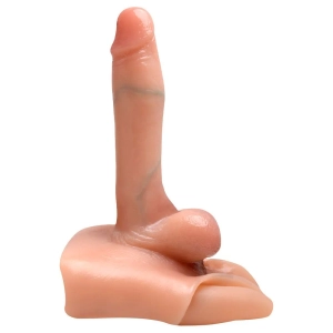 Cueca Cinta Peniana em Silicone com Pênis Reto e Escroto Realista 16cm