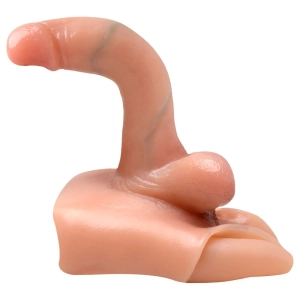 Cueca Cinta Peniana em Silicone com Pênis Reto e Escroto Realista 16cm