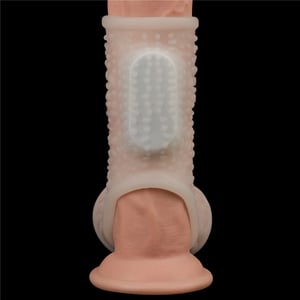 Meia Capa Peniana Texturizada em Silicone Flexível com Vibrador