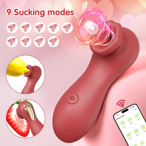 Vibrador Sugador Formato Boca com Controle por Aplicativo Celular 9 Modos