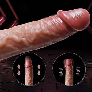Penis Realista com Vibrador Vai e Vem e Rotação com Aquecimento via Aplicativo Celular  20,5x3x8cm