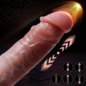 Pênis Realista com Vibrador em Silicone Liquido com Vai e Vem Aquecimento com Controle 20x4cm