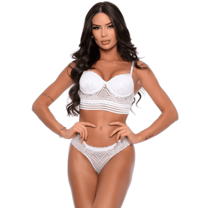 Conjunto Rendado Stella Feminino Lingerie Sensual com Bojo