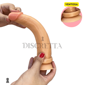 Pênis Realista com Ventosa Tortinho sem vibro 18,5x4,5 cm